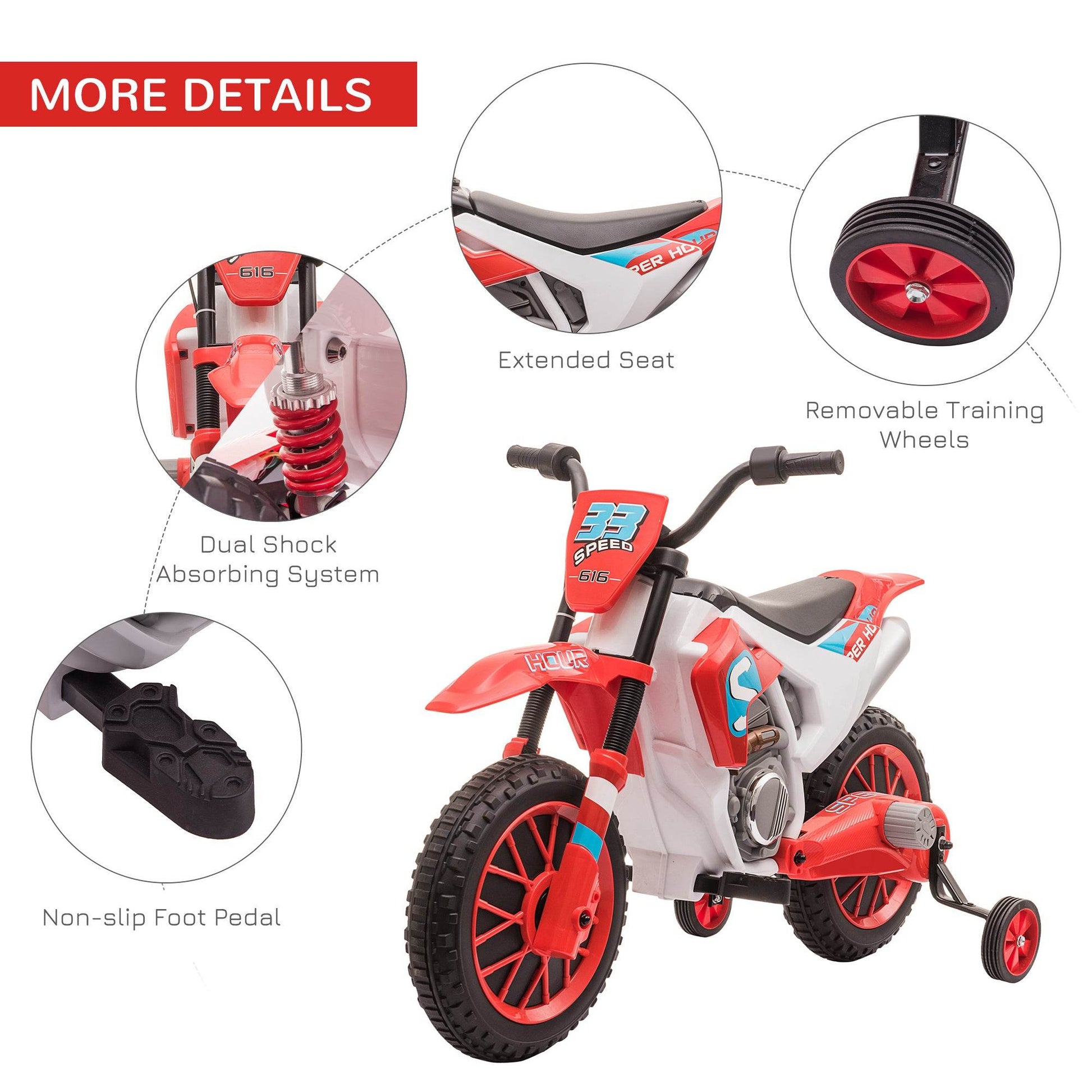 MLNshops 12V Kids Electric Motorcycle with Training Wheels