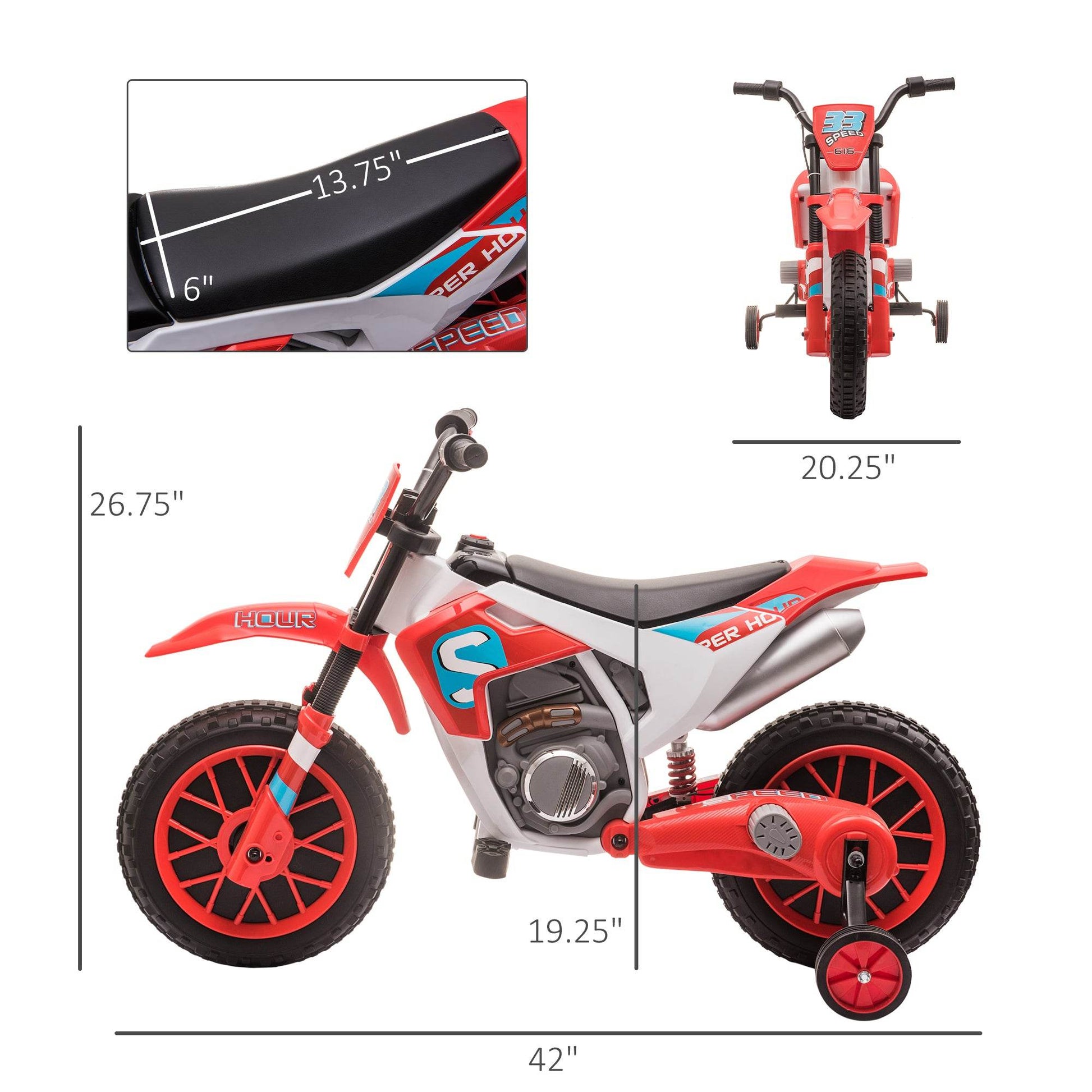 MLNshops 12V Kids Electric Motorcycle with Training Wheels