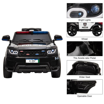 MLNshops 12V Kids Police Car Ride On with Doors