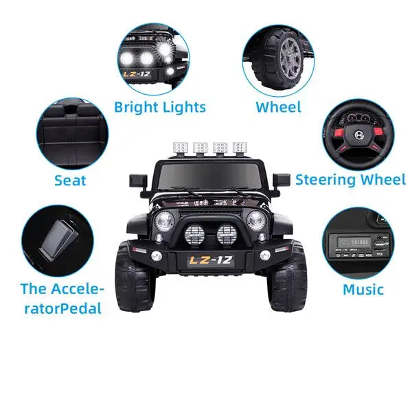 12V Kids Ride-On Car Toy Rechargeable Battery 4 mph Remote Control Black MLNshops]