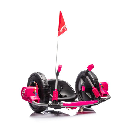 12V Kids Ride On Electric Toy,2WD,16'' exaggerated wheel, Dual handle control for 360-degree flexible steering and rotation, Solid metal frame, For Kids Aged 6+. Pink MLNshops]