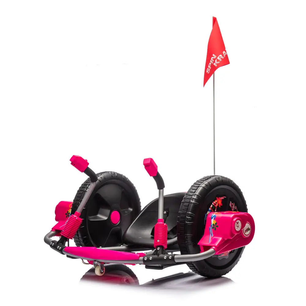 12V Kids Ride On Electric Toy,2WD,16'' exaggerated wheel, Dual handle control for 360-degree flexible steering and rotation, Solid metal frame, For Kids Aged 6+. Pink MLNshops]