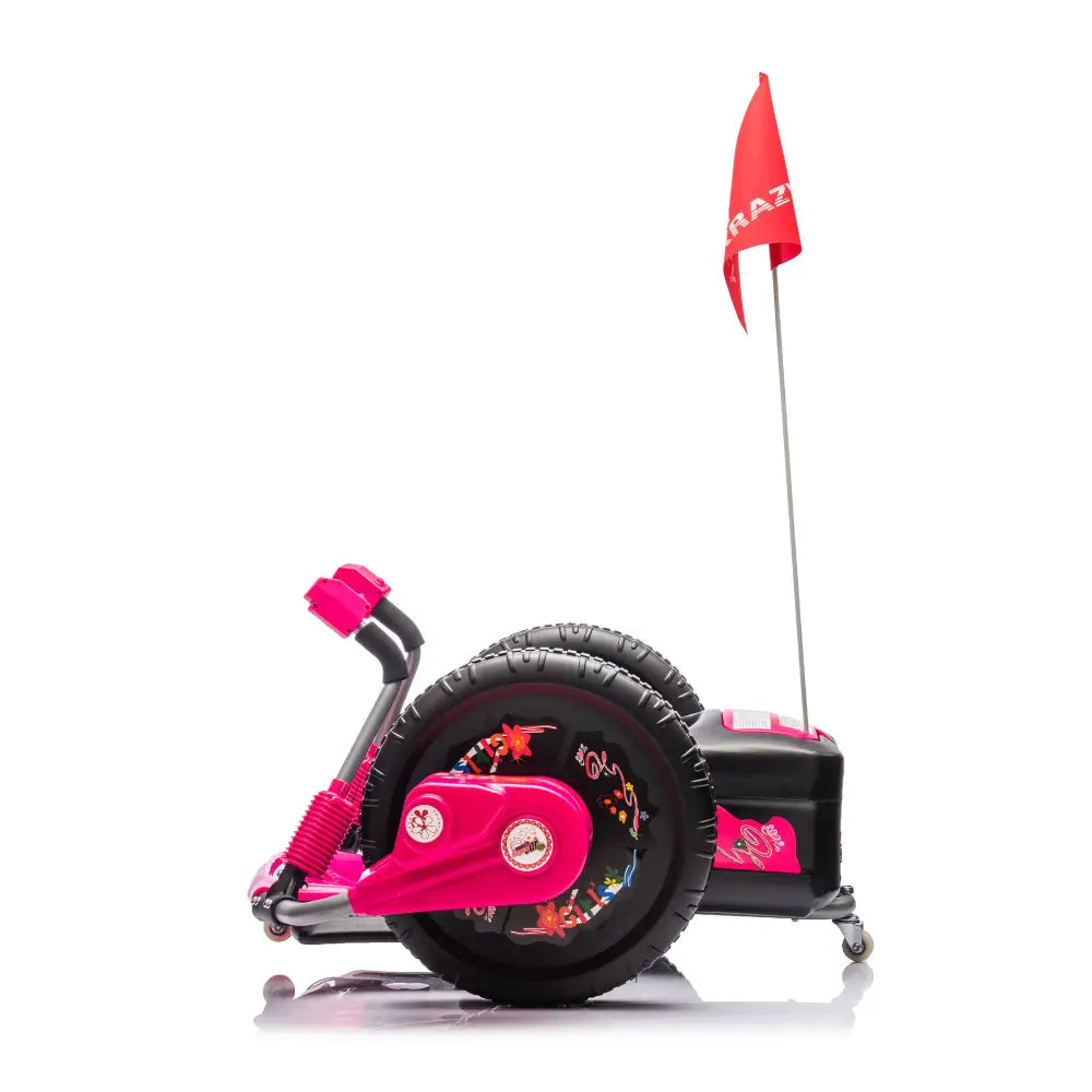 12V Kids Ride On Electric Toy,2WD,16'' exaggerated wheel, Dual handle control for 360-degree flexible steering and rotation, Solid metal frame, For Kids Aged 6+. Pink MLNshops]