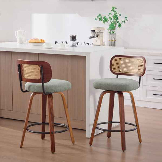 Light Green Swivel Bar Stools Set of 2 for Kitchen