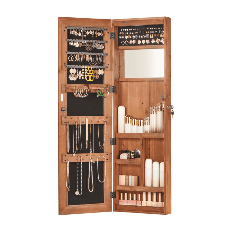 Jewelry Armoire with mirror and organized jewelry space