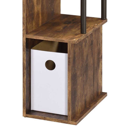 Weathered Oak and Black Computer Desk with Keyboard Tray