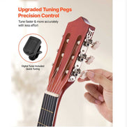 Guitar tuning pegs and headstock with upgraded precision control