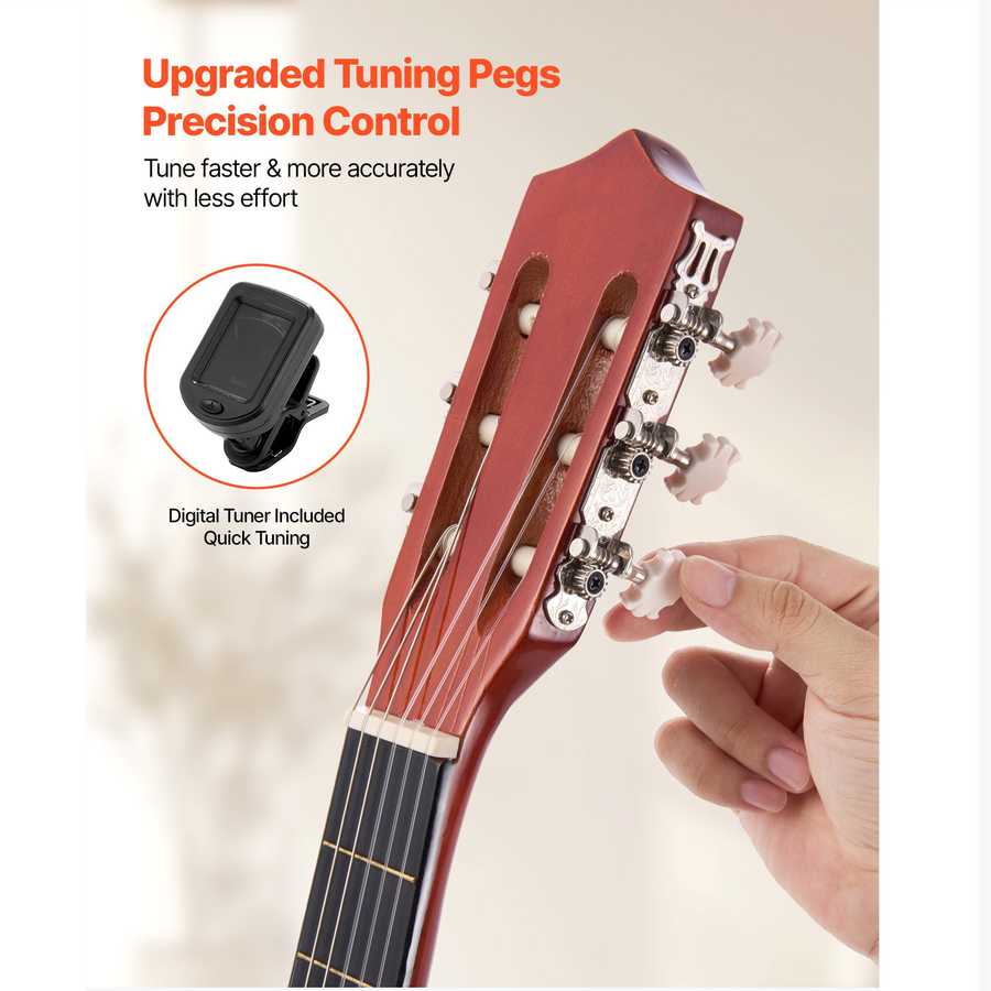 Guitar tuning pegs and headstock with upgraded precision control