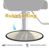 Base of salon chair with gold finish and sturdy construction