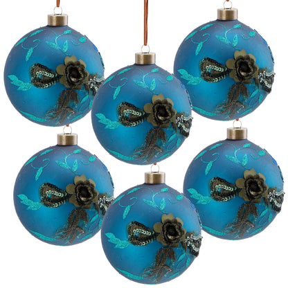 D3.9' Christmas Ball Ornaments, Glass Decorative Hanging Ball Christmas Tree Ornaments for Holiday Party Decorations, Set of 6 Default