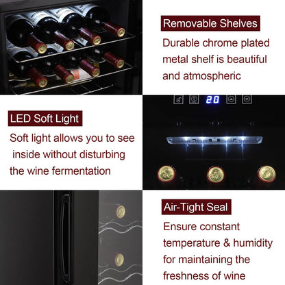 JC-48 115V 85W 1.7cu.ft/49l  Electronic Wine Cabinet Cold Rolled Sheet Transparent Glass Door / 16Bottle with Display Black
