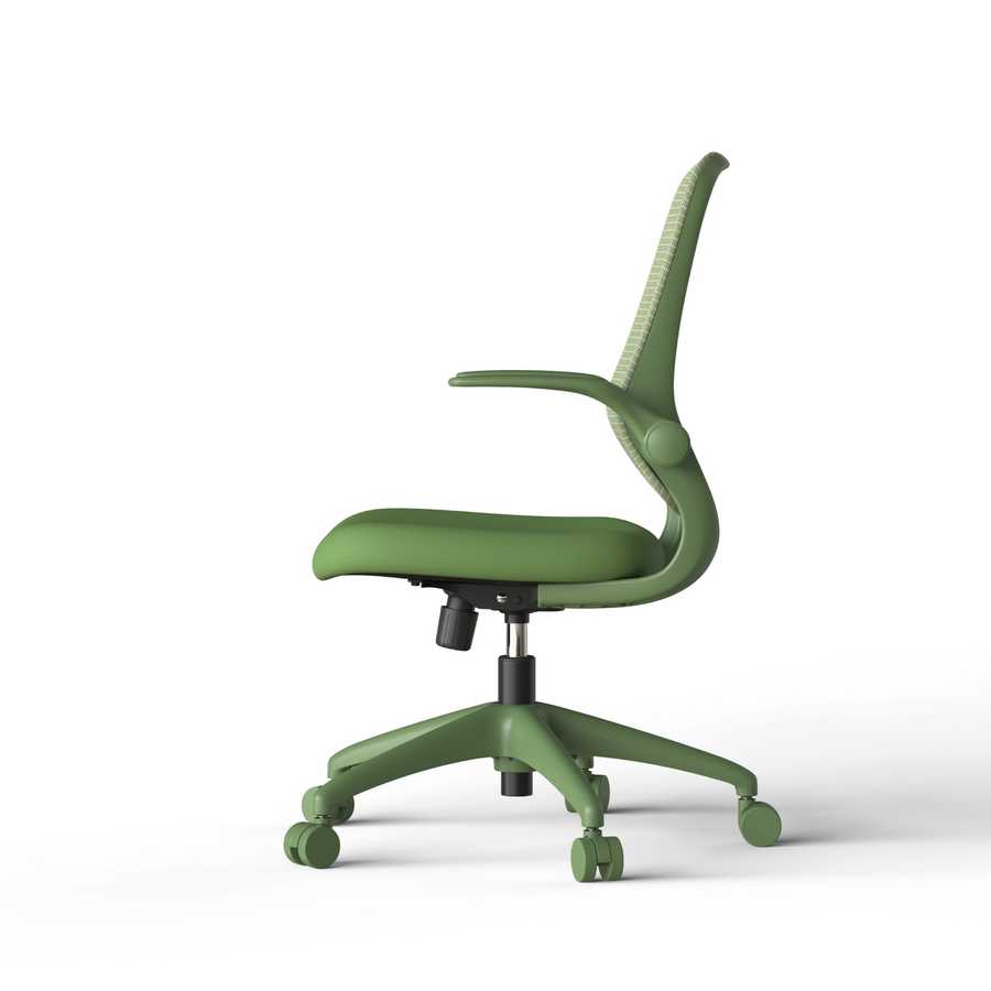 Green office chair on a white background
