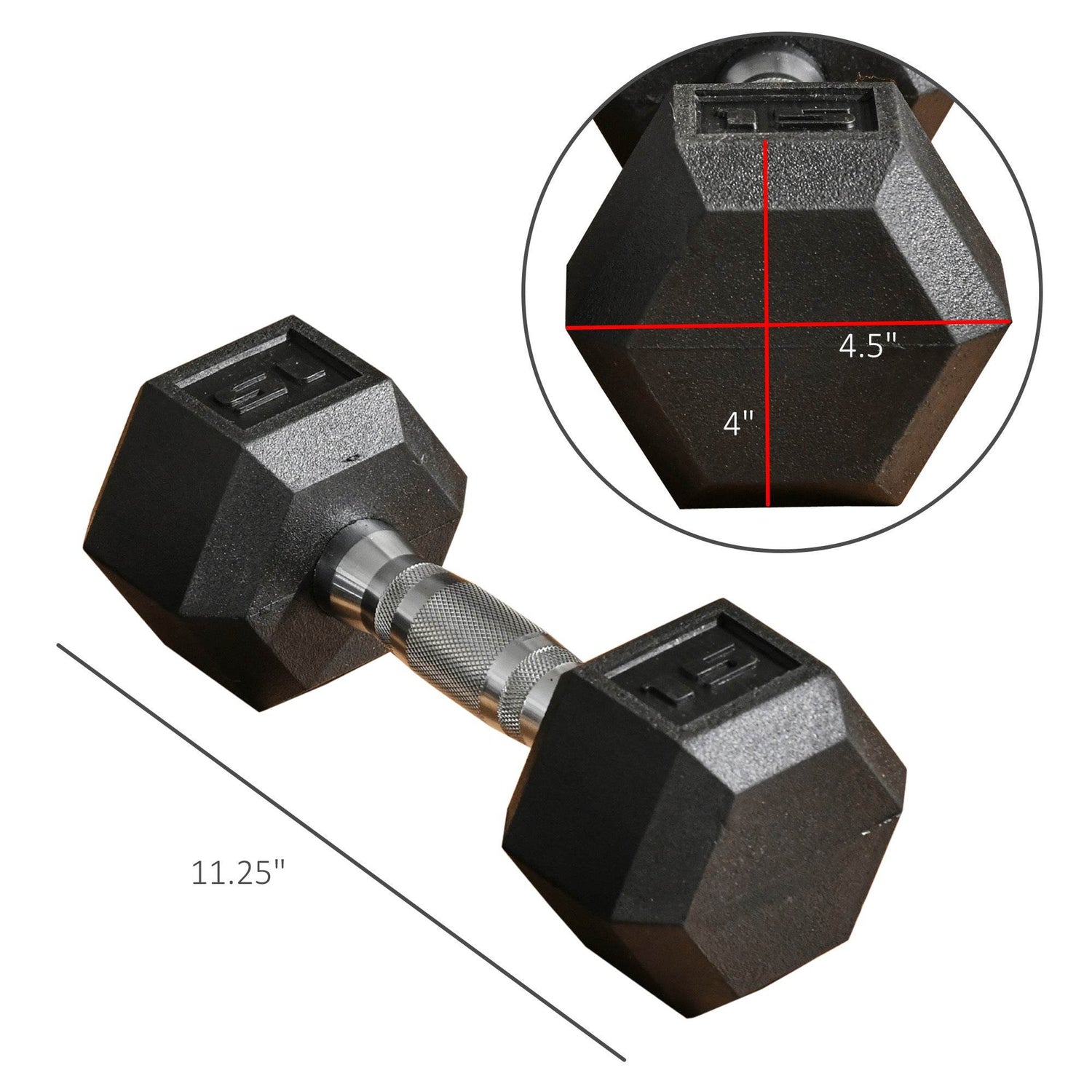 MLNshops 15lbs Rubber Dumbbells Exercise Hex Dumbbell Set