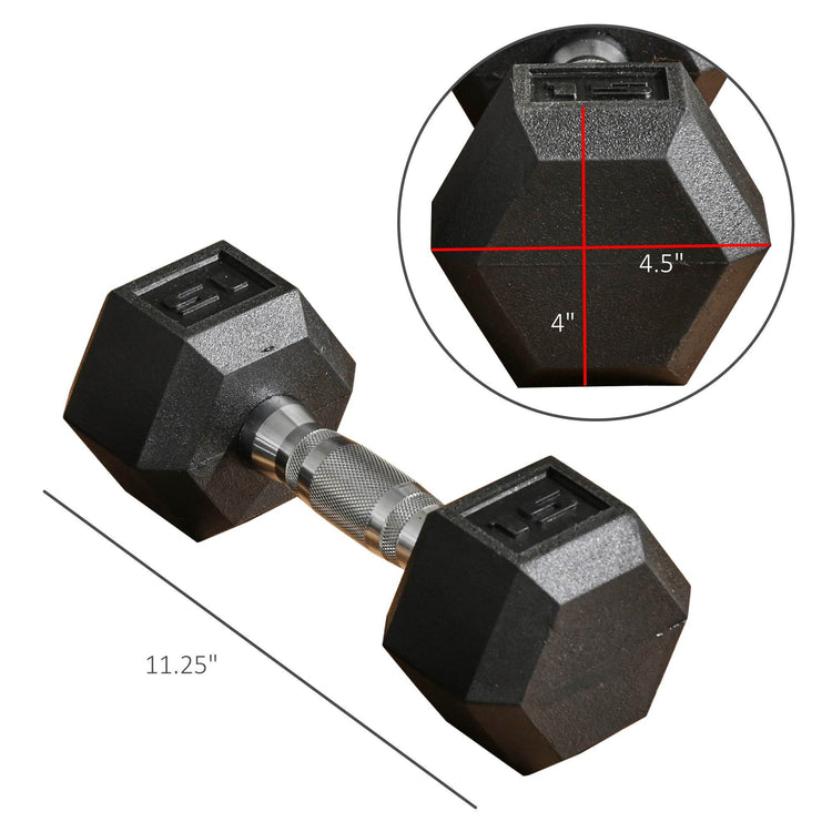 MLNshops 15lbs Rubber Dumbbells Exercise Hex Dumbbell Set