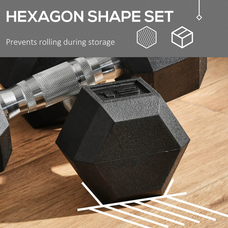 MLNshops 15lbs Rubber Dumbbells Exercise Hex Dumbbell Set