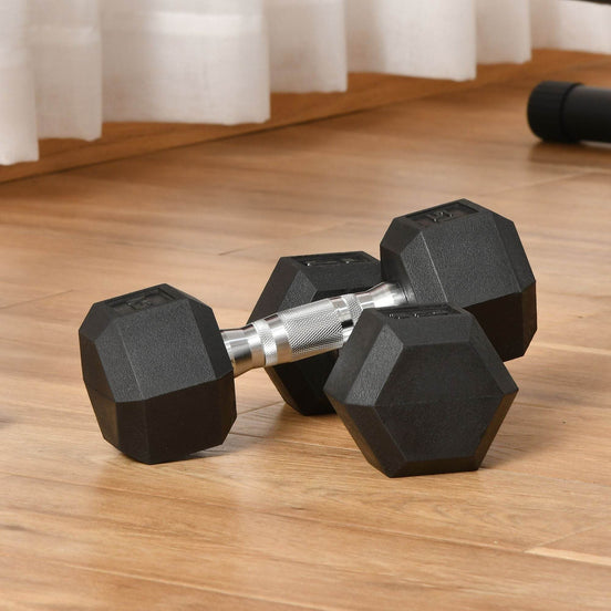 MLNshops 15lbs Rubber Dumbbells Exercise Hex Dumbbell Set