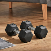 MLNshops 15lbs Rubber Dumbbells Exercise Hex Dumbbell Set