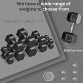 MLNshops 15lbs Rubber Dumbbells Exercise Hex Dumbbell Set