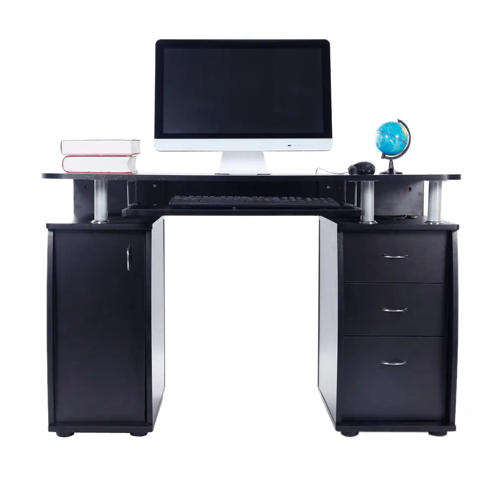 15mm MDF Portable 1pc Door with 3pcs Drawers Computer Desk (A Box) Black MLNshops]