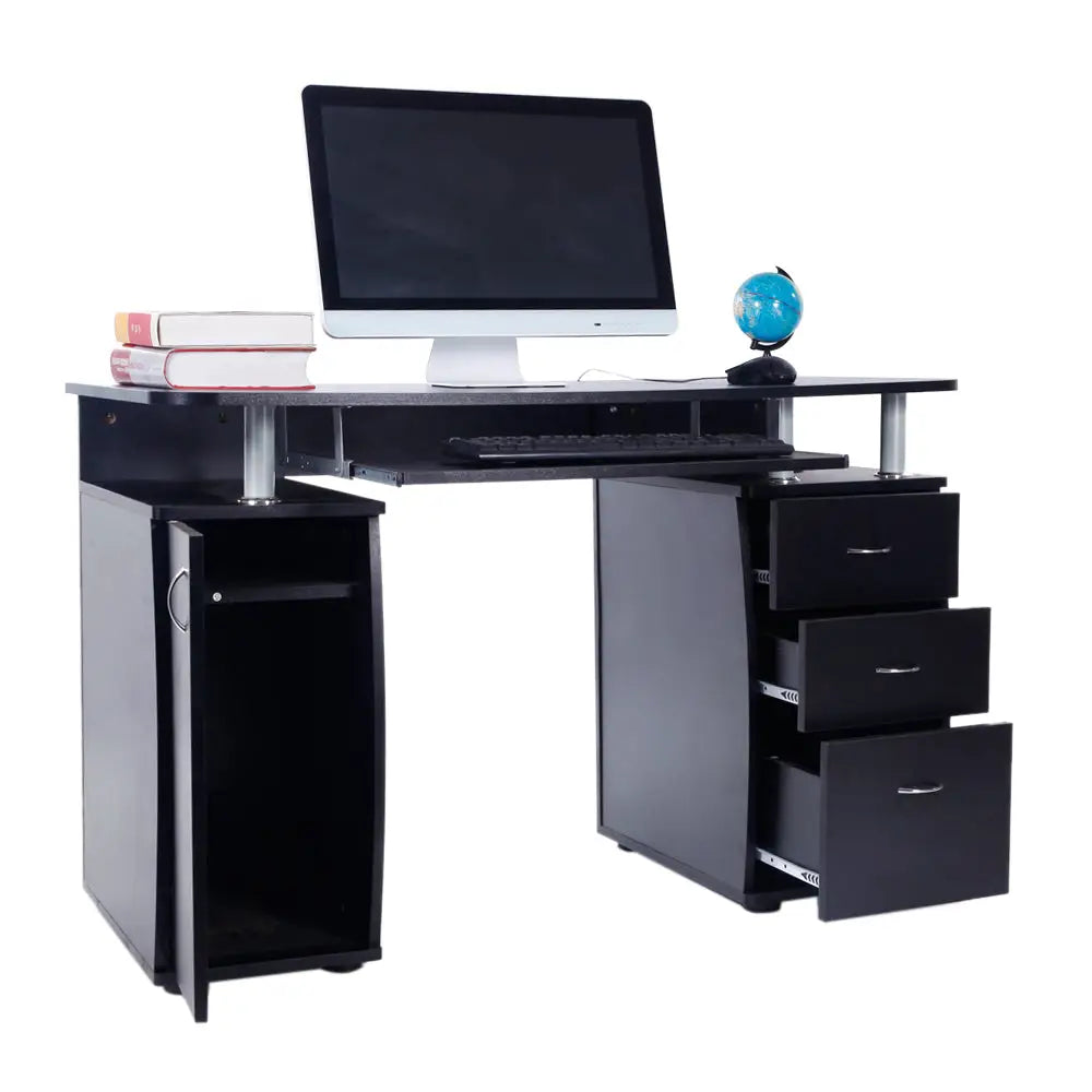 15mm MDF Portable 1pc Door with 3pcs Drawers Computer Desk (A Box) Black MLNshops]