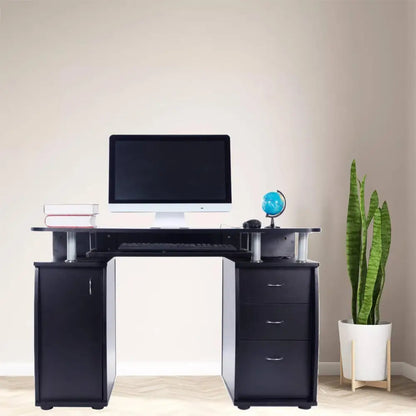 15mm MDF Portable 1pc Door with 3pcs Drawers Computer Desk (A Box) Black MLNshops]