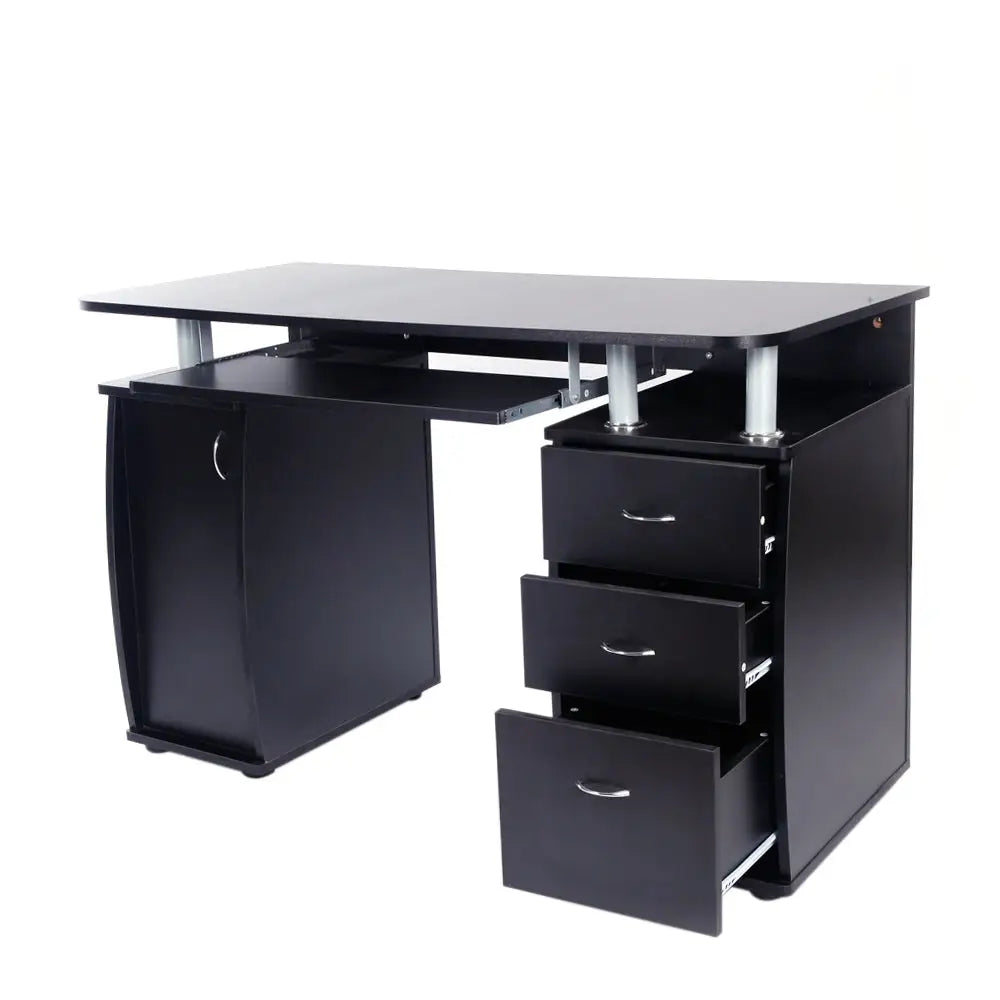 15mm MDF Portable 1pc Door with 3pcs Drawers Computer Desk (A Box) Black MLNshops]