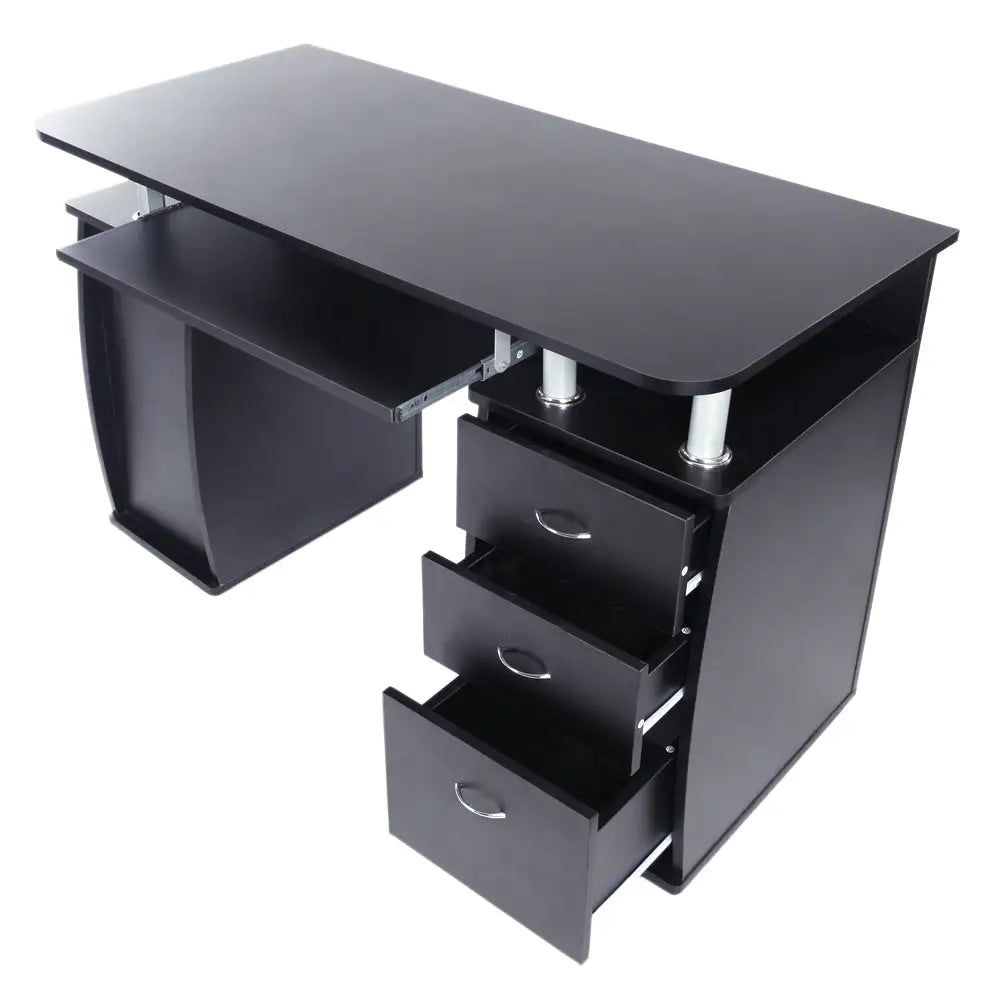 15mm MDF Portable 1pc Door with 3pcs Drawers Computer Desk (A Box) Black MLNshops]