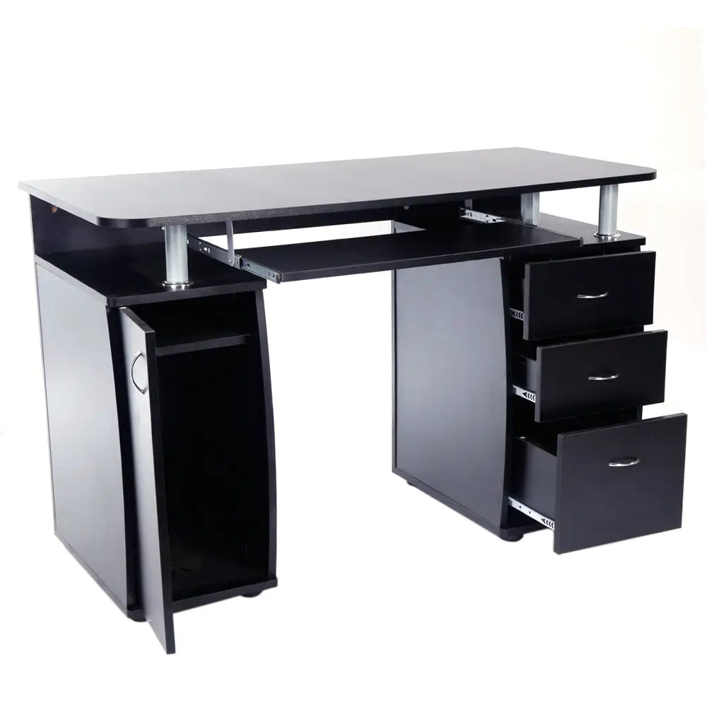 15mm MDF Portable 1pc Door with 3pcs Drawers Computer Desk (A Box) Black MLNshops]