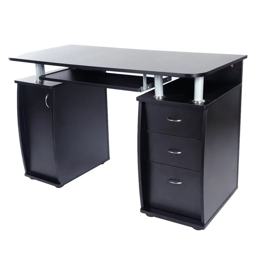 15mm MDF Portable 1pc Door with 3pcs Drawers Computer Desk (A Box) Black MLNshops]