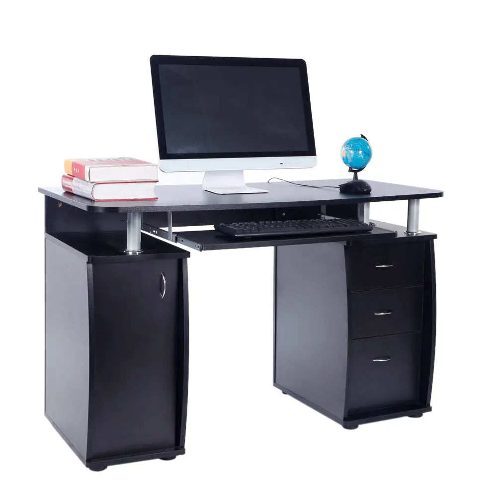 15mm MDF Portable 1pc Door with 3pcs Drawers Computer Desk (A Box) Black MLNshops]