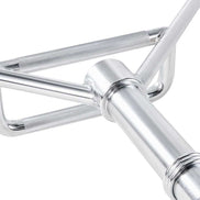 Close-up of a metallic bike frame on a white background