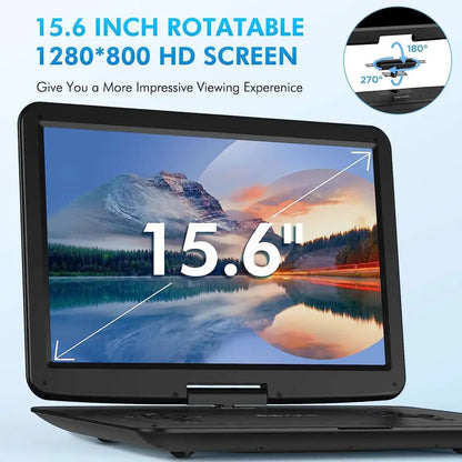 17.9" Portable DVD Player with 15.6" HD Swivel Screen, Support Multiple DVD CD Formats/USB/SD Card/Sync TV MLNshops]