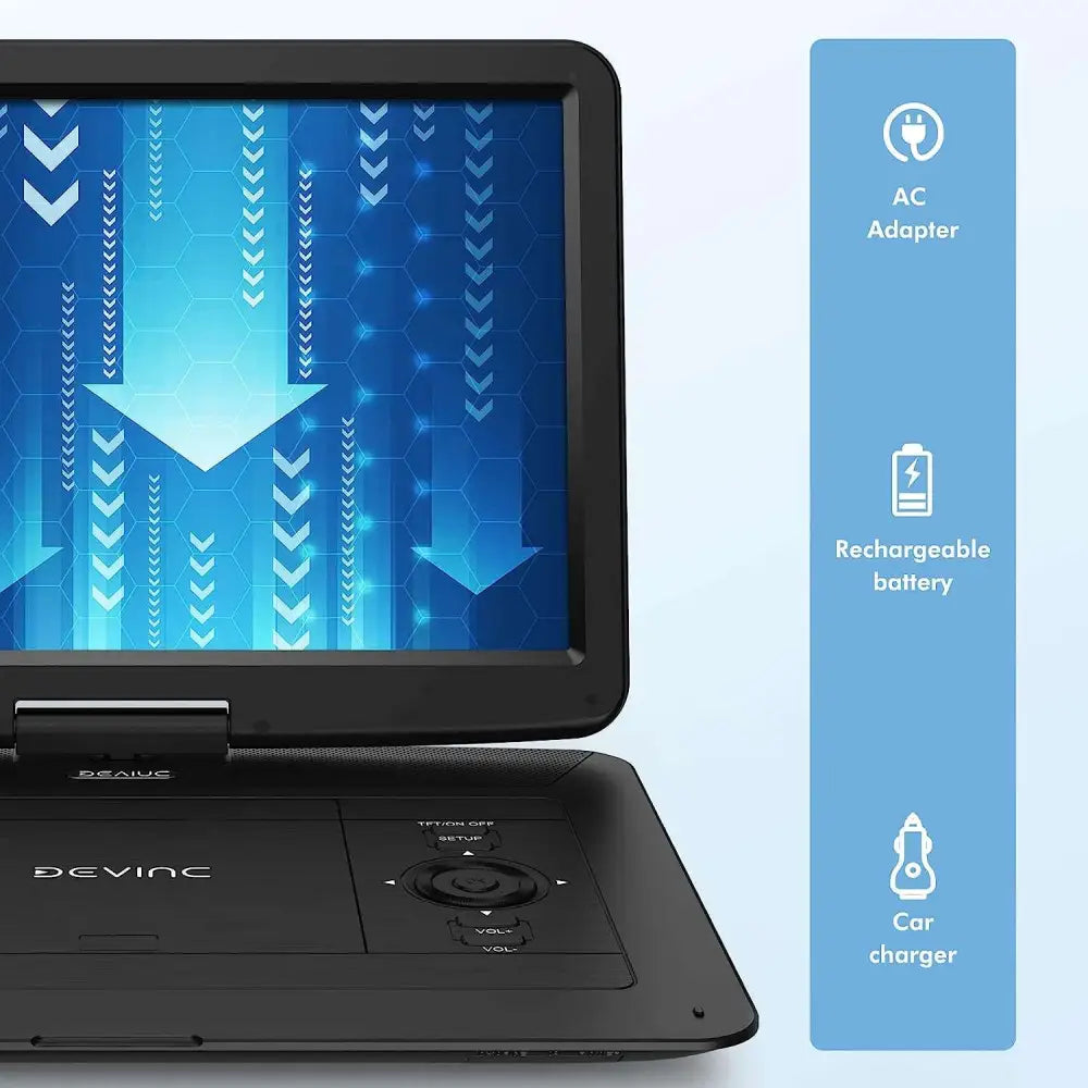 17.9" Portable DVD Player with 15.6" HD Swivel Screen, Support Multiple DVD CD Formats/USB/SD Card/Sync TV MLNshops]