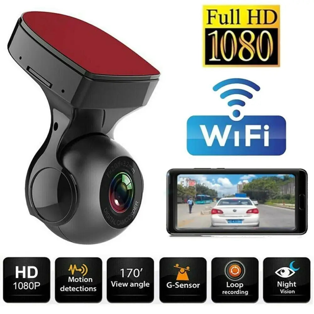 170° WiFi Dash Cam Recorder Car Camera HD 1080P Car DVR Vehicle Video G-Sensor MLNshops]