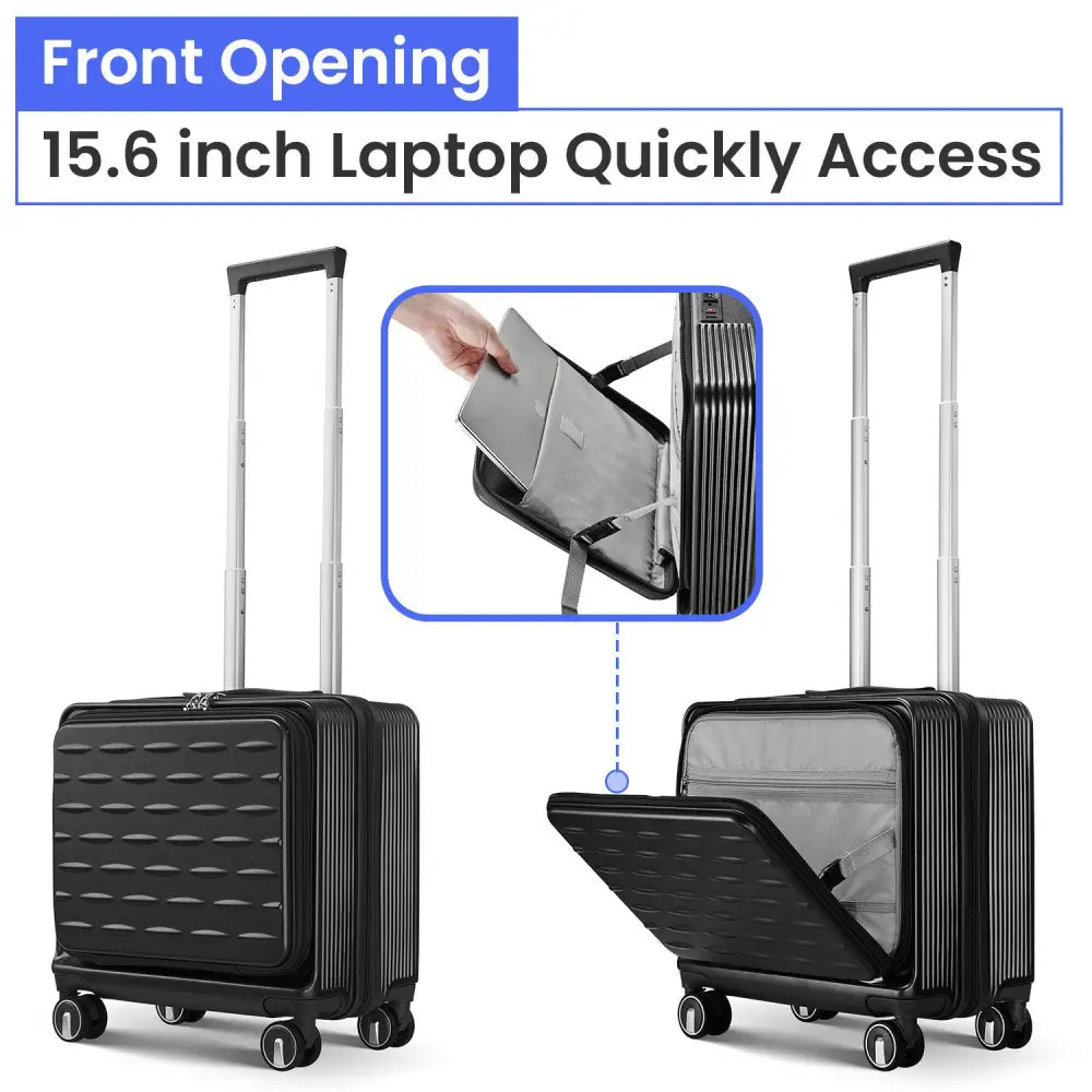 18" Carry On Luggage with Front Open Door &Laptop Interlayer, Hard Shell Suitcase Built-In TSA Luggage Lock, Hardside Lightweight PC Travel Suitcase MLNshops]