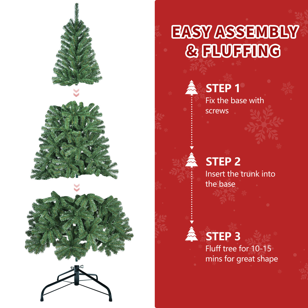 6 ft artificial Christmas tree easy assembly steps