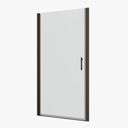 1 3/8" adjustment,universal pivot shower door, open outside, with 1/4" tempered glass and Matted black finish 2872 MLNshops]