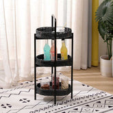 Modern 3-Tier Handwoven Side Table with Oval Organizer