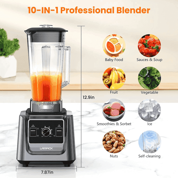 2000W High-Speed Kitchen Blender - Smoothies, Ice, Frozen Fruit