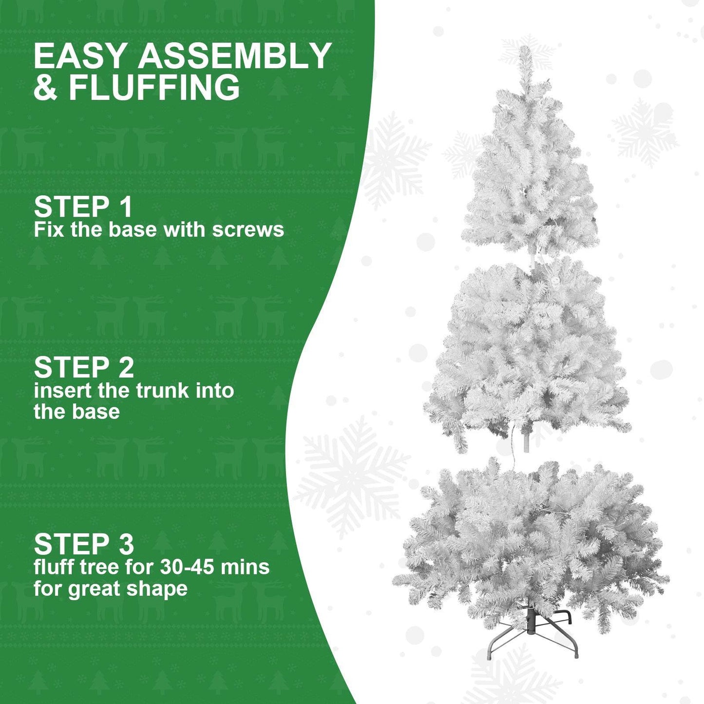 4ft White Christmas Tree with Memory Wire, 328 Tips Hinged Artificial PVC Tree, Easy Assembly Holiday Xmas Tree for Indoor Decor (Ornaments Not Included)
