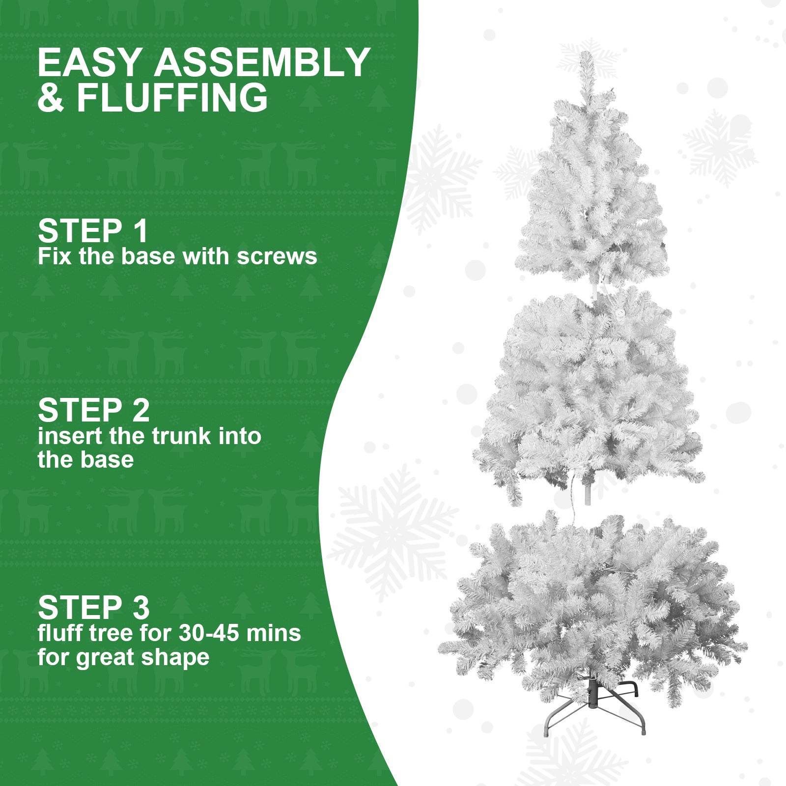 4ft White Christmas Tree with Memory Wire, 328 Tips Hinged Artificial PVC Tree, Easy Assembly Holiday Xmas Tree for Indoor Decor (Ornaments Not Included)