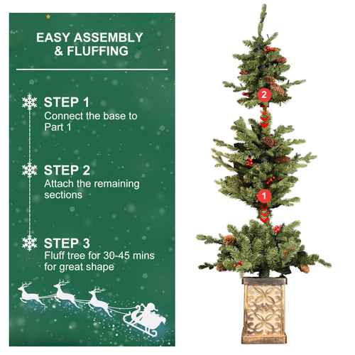Pre-lit Christmas tree with glitter base easy assembly steps