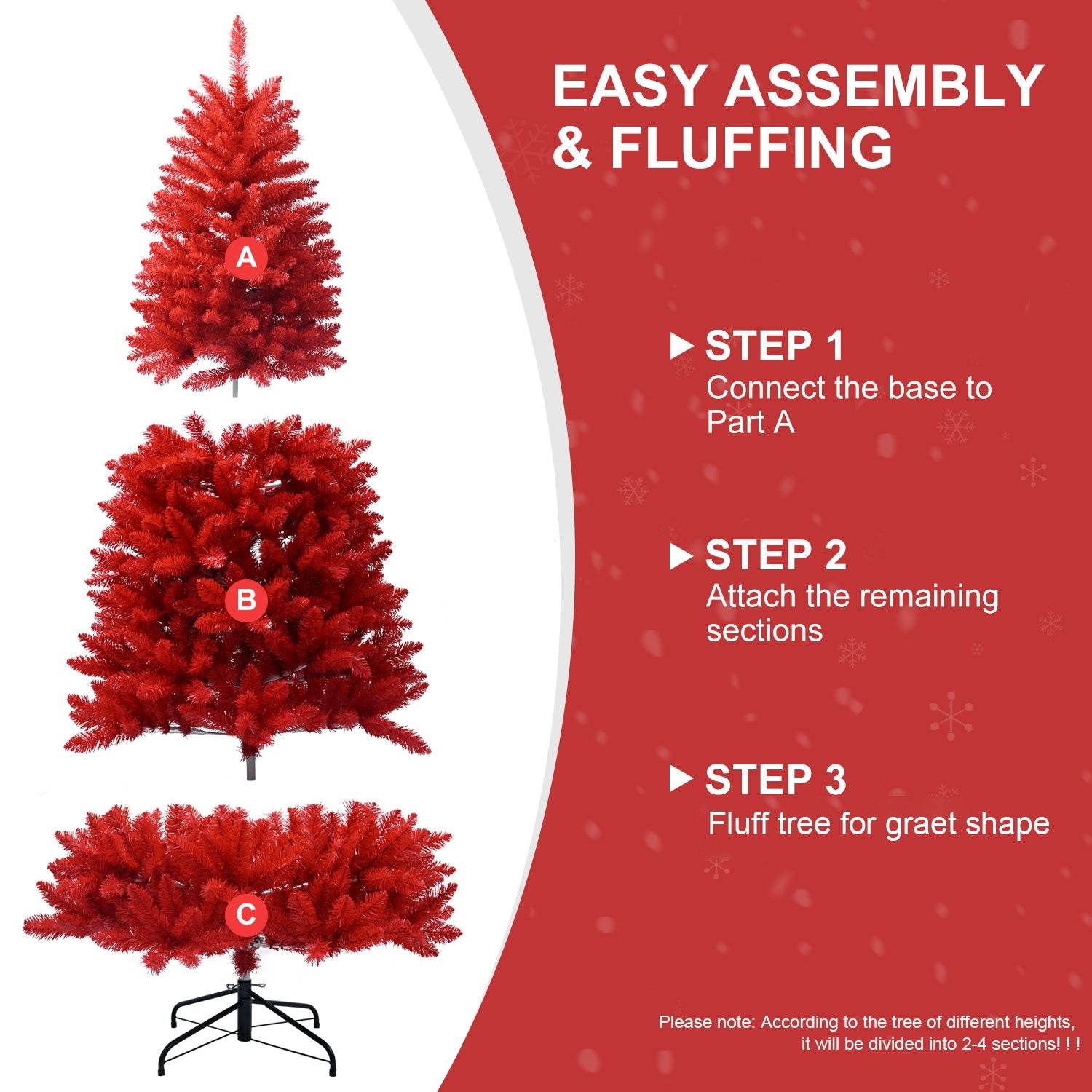 6ft Red Christmas Tree: Vibrant Holiday Decor with 804 Tips