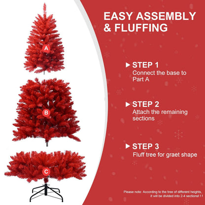 6ft Red Christmas Tree: Vibrant Holiday Decor with 804 Tips