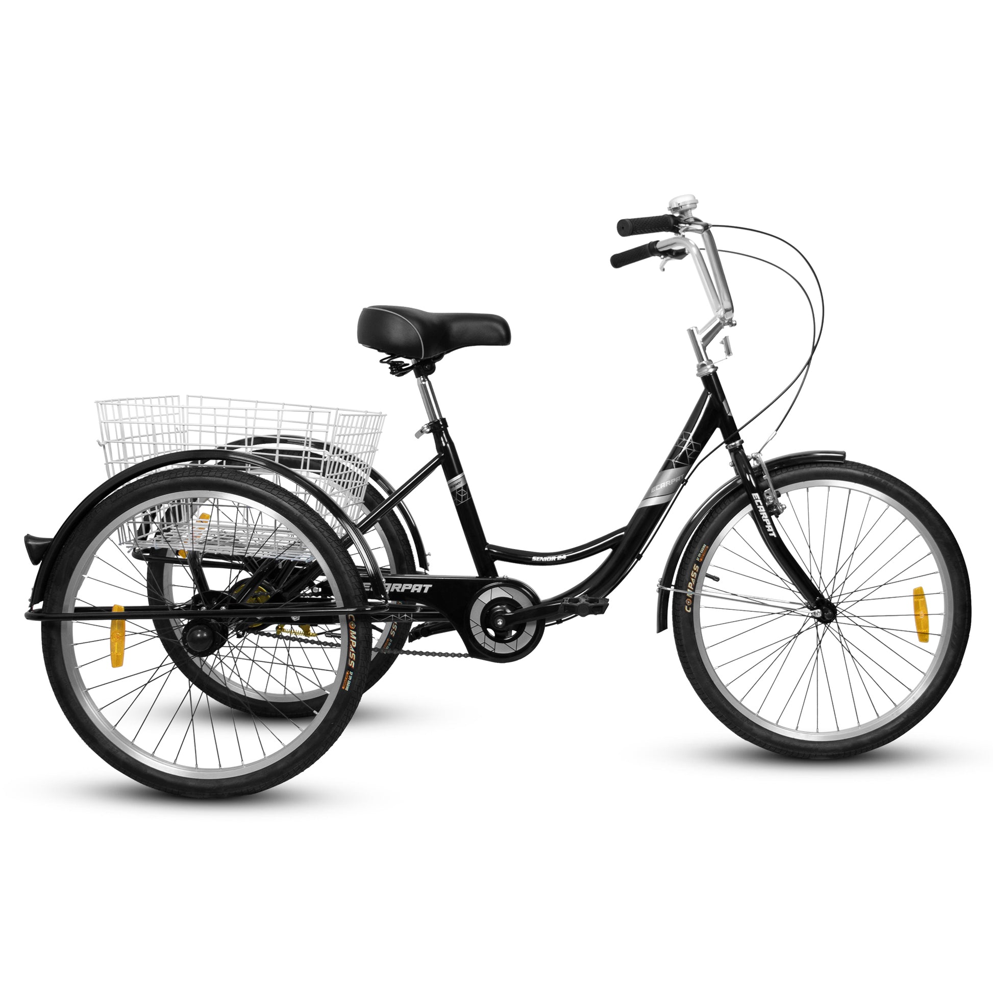 A24631 Adult Tricycles, 1 Speed Adult Trikes 24 inch 3 Wheel Bikes, Three-Wheeled Bicycles Cruise Trike with Shopping Basket for Seniors, Women, Men