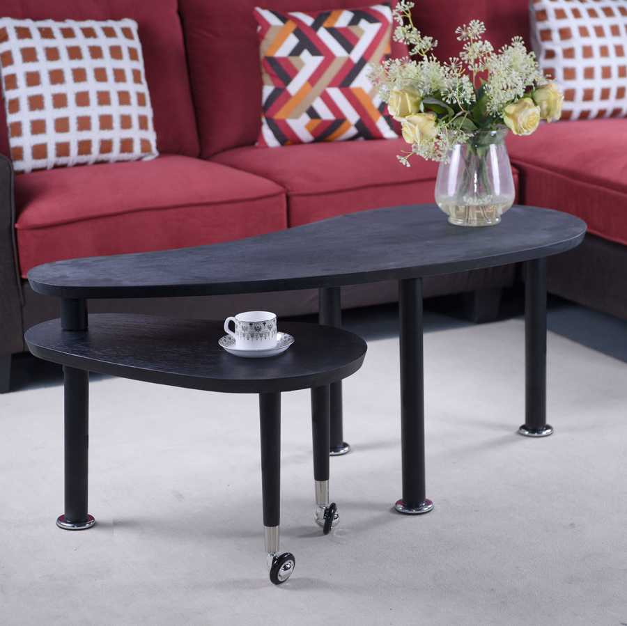 Accent 360 Rotatable Coffee Table with floral decor and teacup, showcasing elegant design and practical rolling lower tier.