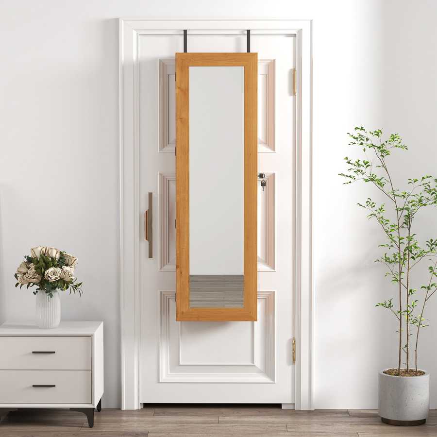 Jewelry armoire with full-length mirror