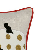 Decorative pillow with a pumpkin design on a white background