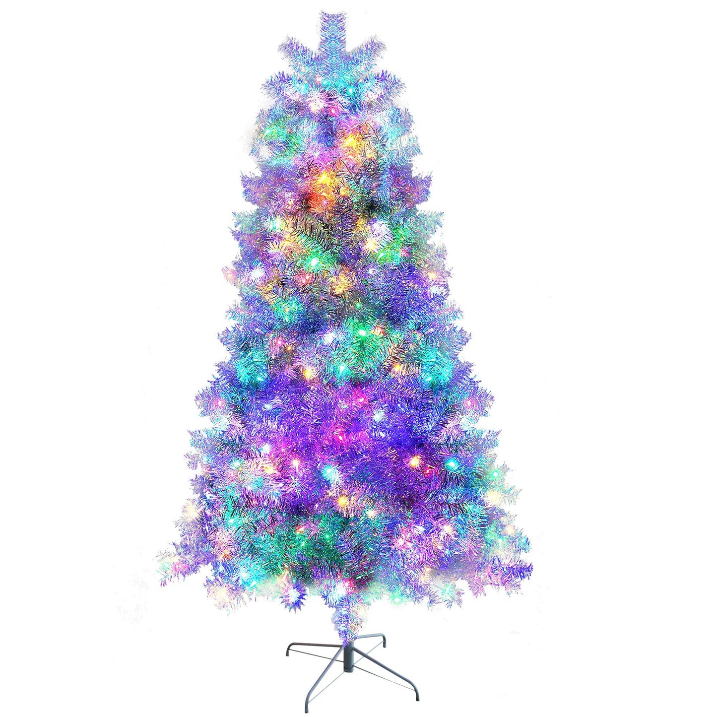 7.4FT Silver Pre-Lit Christmas Tree with 400 LED Lights