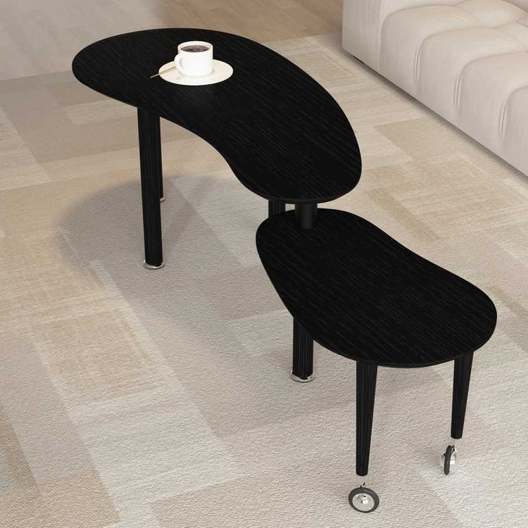 Flexible 360 Rotatable Coffee Table with movable lower tier on wheels, offering versatile storage and serving space for modern homes.